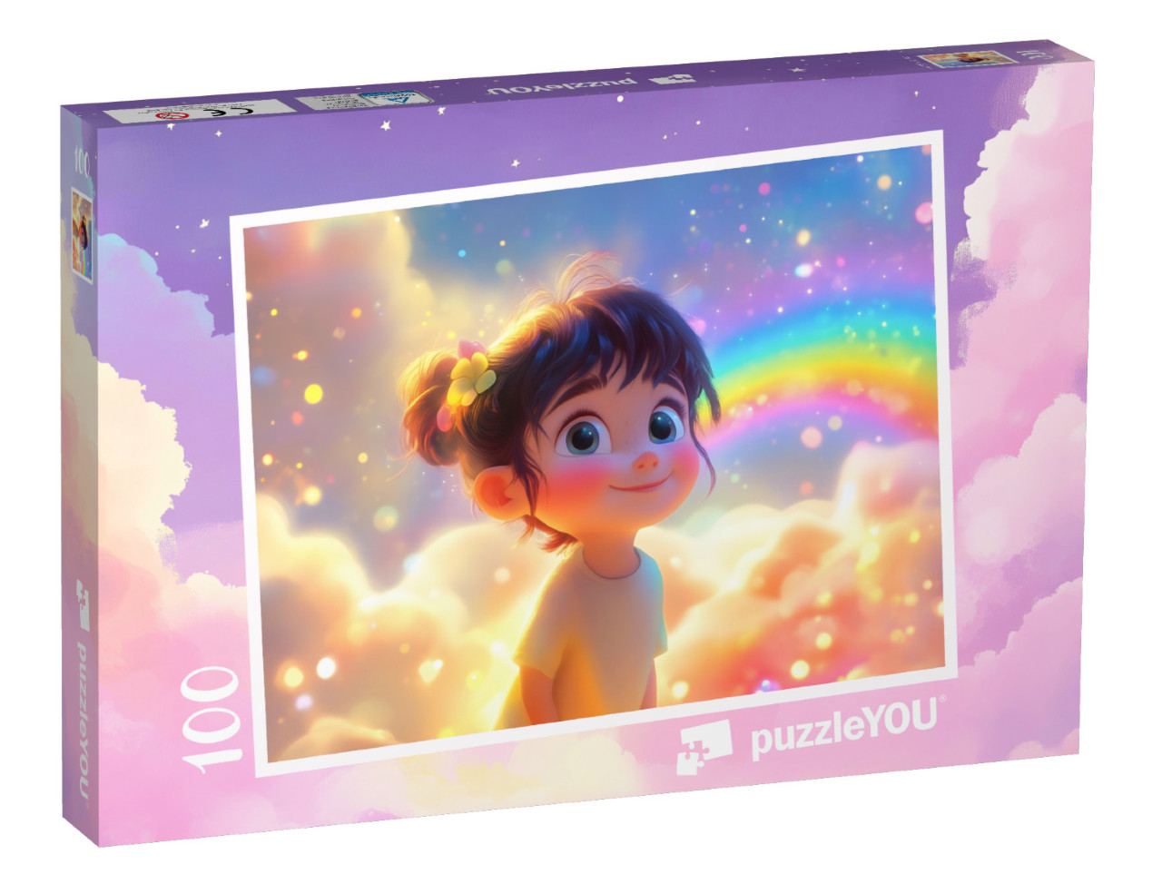 Puzzle 100 Teile „Regenbogen-Glitzerwelt“