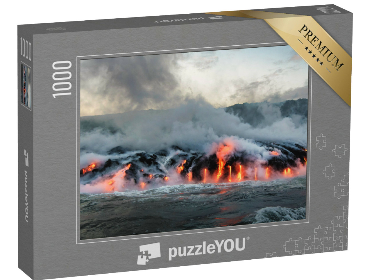 Puzzle 1000 Teile „Geschmolzene Lava fließt in den Pazifischen Ozean“