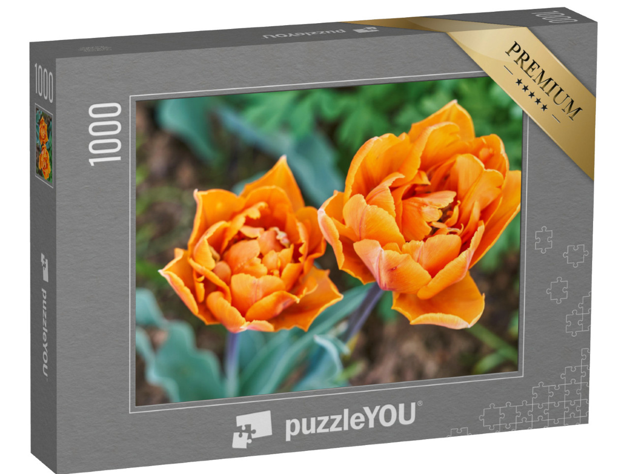 Puzzle 1000 Teile „Blumengarten, ein Strauß orangefarbener Tulpen“