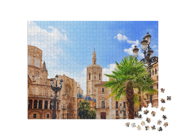 Puzzle 1000 Teile „Altstadt und Kathedrale von Valencia, Spanien“