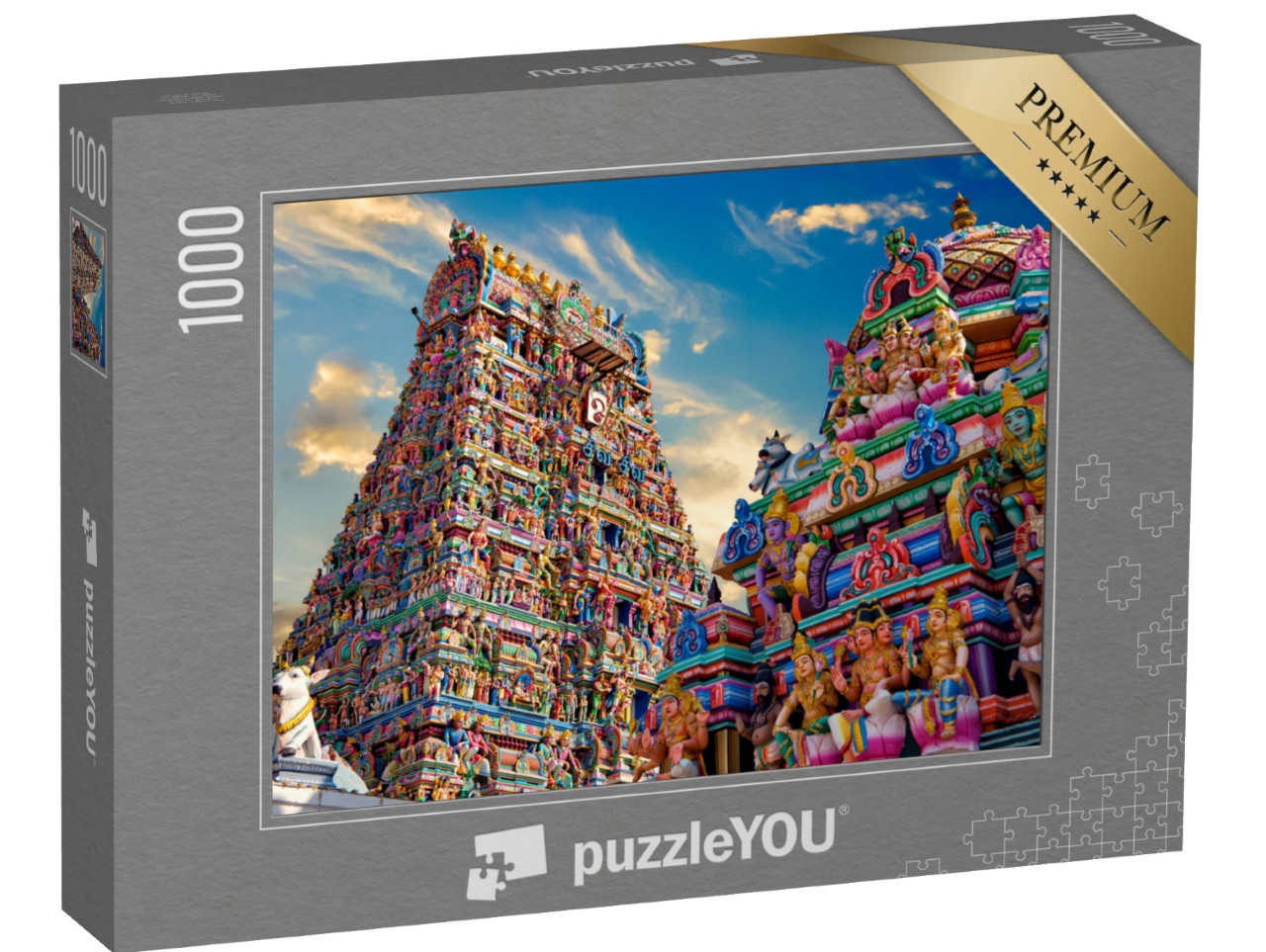 Puzzle 1000 Teile „Bunte Gopura im hinduistischen Kapaleeshwarar-Tempel, Indien“