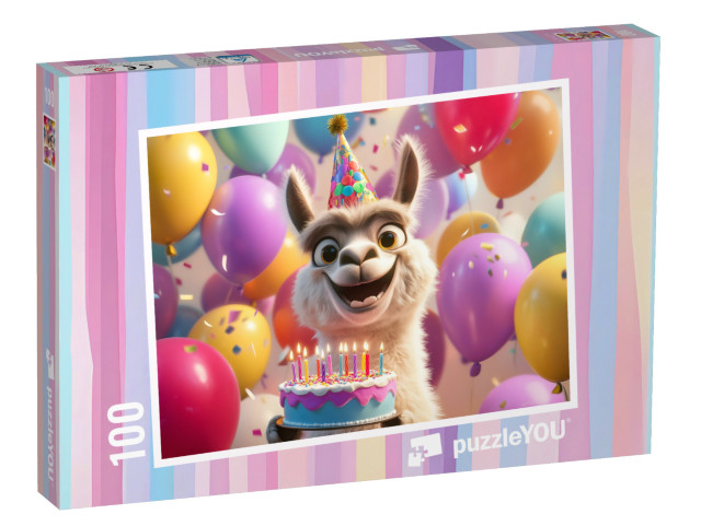 Puzzle 100 Teile „Luftballontanz und Partystimmung mit Lenny Lama“