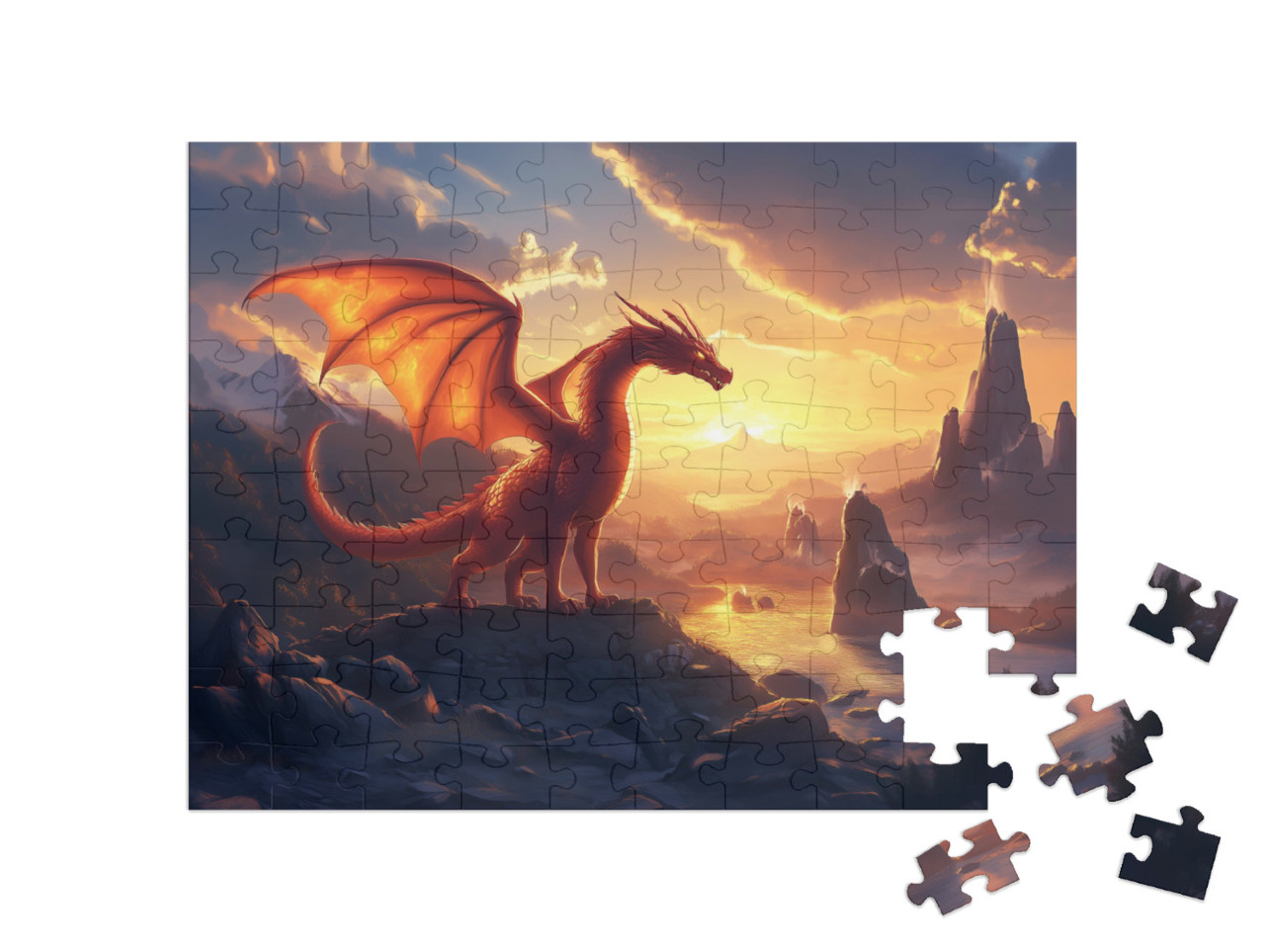 Puzzle 100 Teile „Geflügelter Feuerriese“