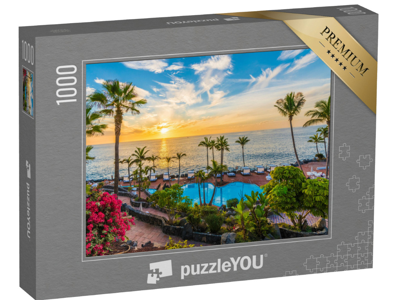 Puzzle 1000 Teile „Sonnenuntergang an der Küste von Adeje, Teneriffa, Spanien“