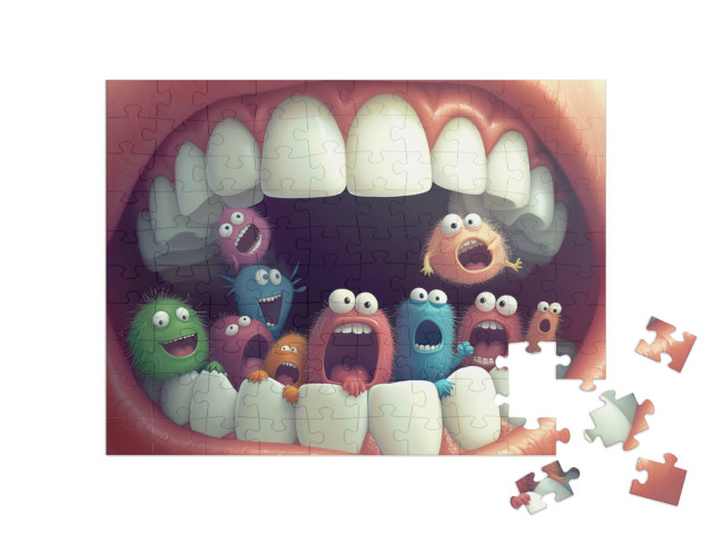 Puzzle 100 Teile „Die Zahnmonster schlagen zu“