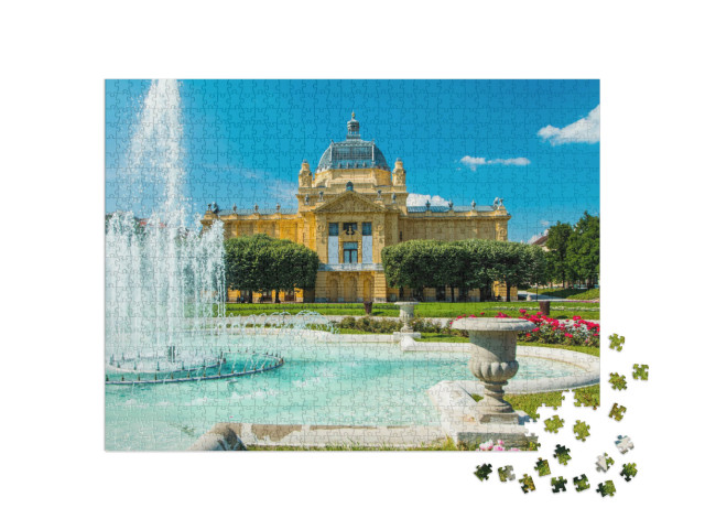 Puzzle 1000 Teile „Kunstpavillon und Springbrunnen, Zagreb, Kroatien“