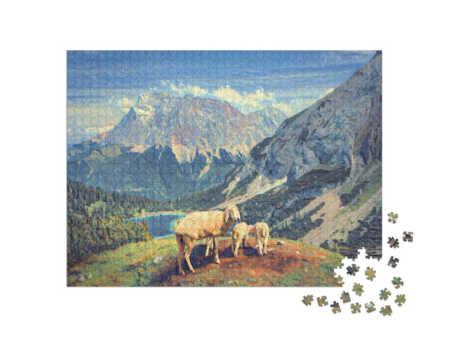 Puzzle 1000 Teile „im Stil von Paul-Cezanne - Seebensee und Coburger Hütte - Puzzle-Kollektion Künstler & Gemälde“