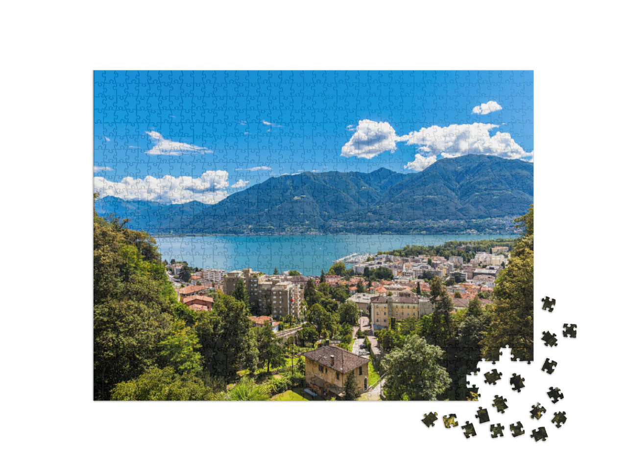 Puzzle 1000 Teile „Luftaufnahme der Stadt Locarno“