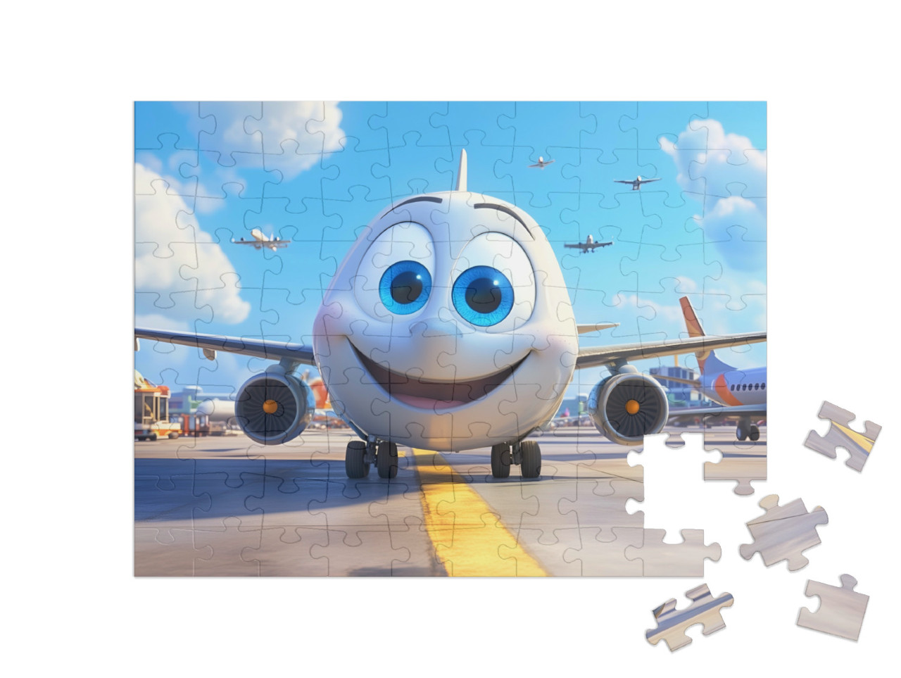 Puzzle 100 Teile „Das freundliche Passagierflugzeug“