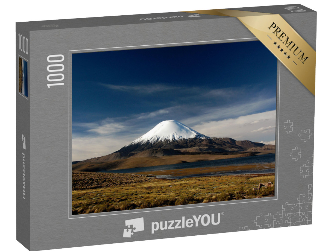 Puzzle 1000 Teile „Majestätischer Vulkan Parinacota und Lago Chungara, Nationalpark Lauca, Chile“