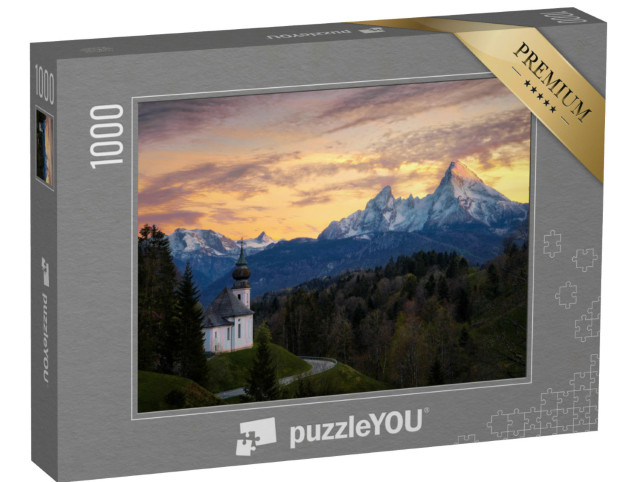 Puzzle 1000 Teile „Maria-Gern-Kapelle oberhalb von Berchtesgaden mit Watzmann“
