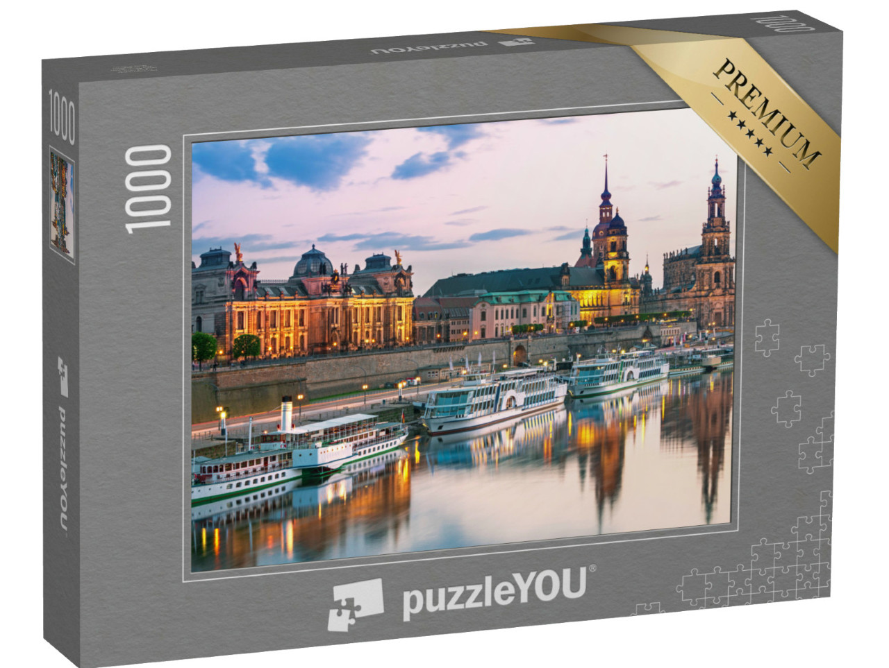 Puzzle 1000 Teile „Dresdner an der Elbe im Sonnenuntergang“