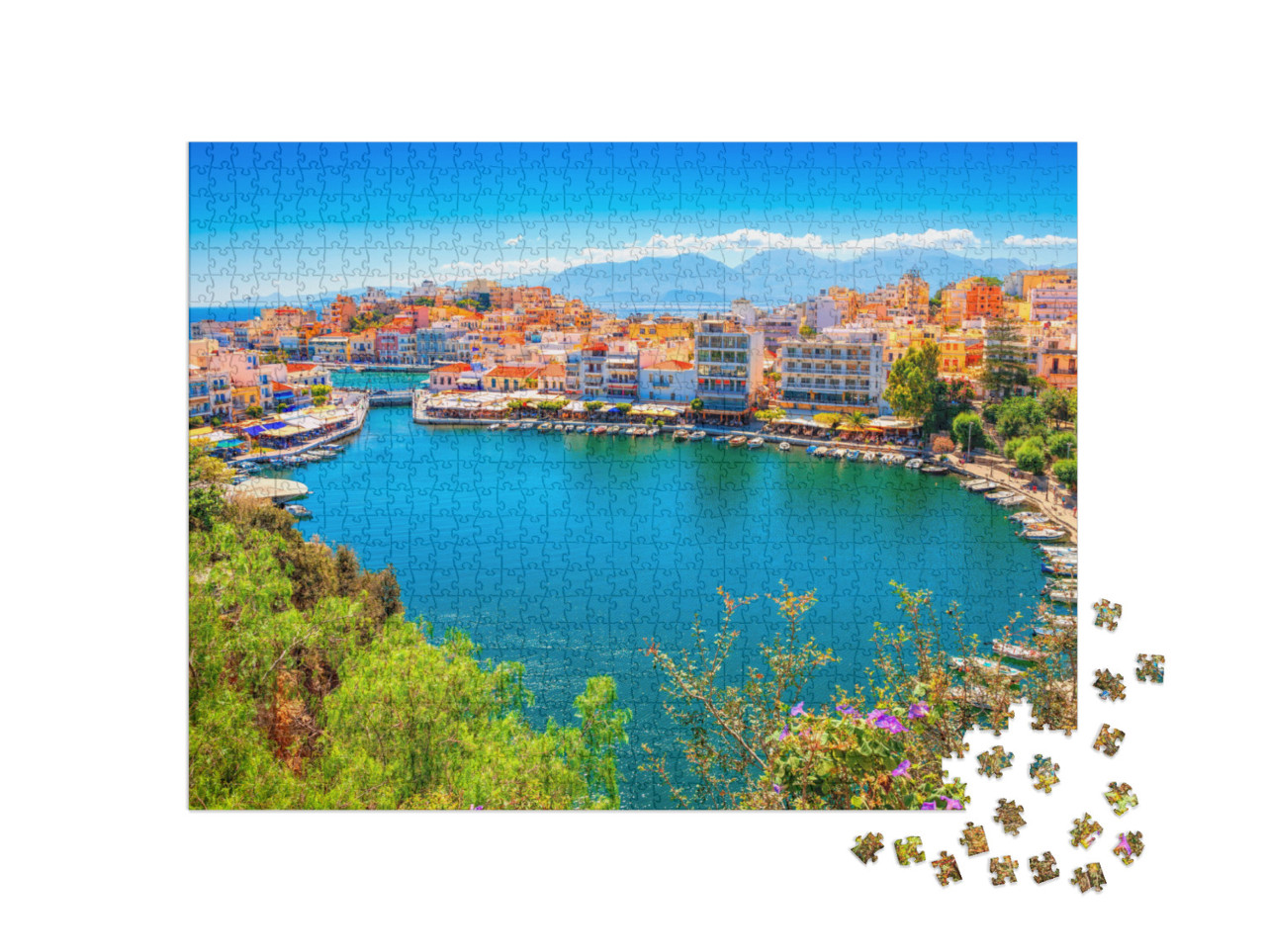 Puzzle 1000 Teile „Agios Nikolaos und Voulismeni See auf der Insel Kreta, Griechenland“