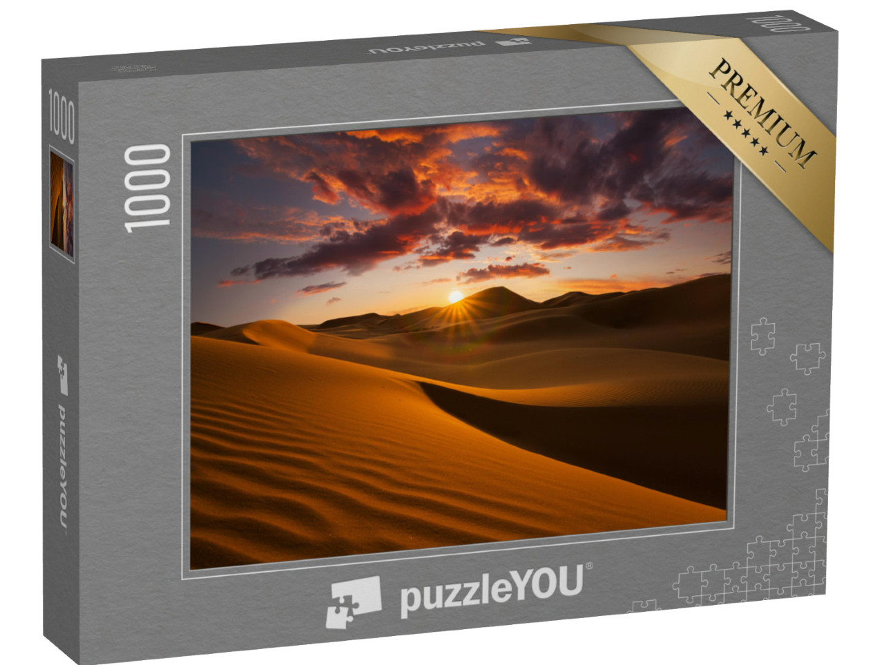 Puzzle 1000 Teile „Schöne Sanddünen in der Wüste Sahara, Sonne, Wolken am Himmel“