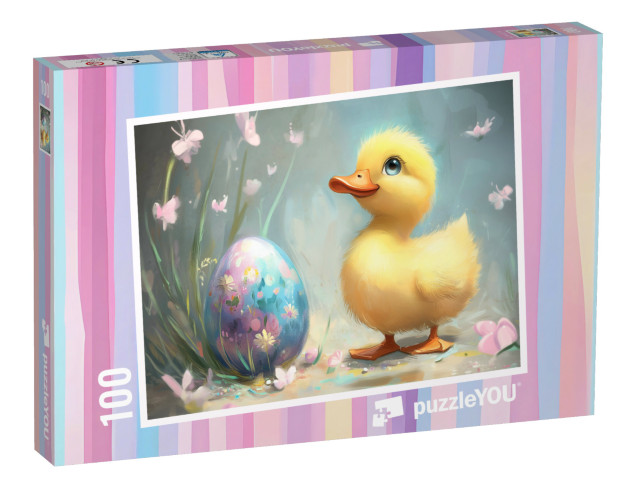 Puzzle 100 Teile „Entchen hat ein Osterei gefunden“
