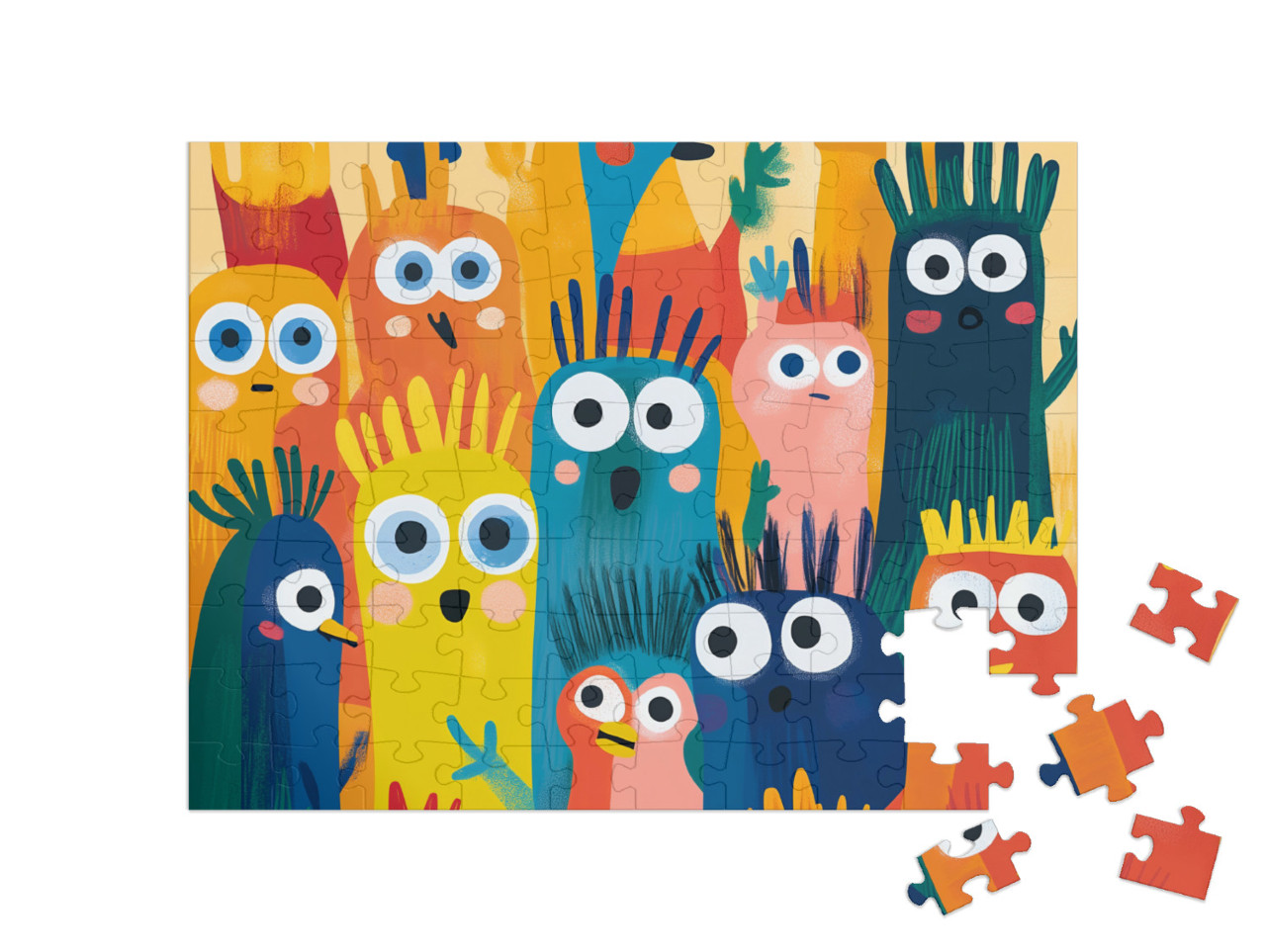 Puzzle 100 Teile „Die kunterbunte Monsterparade“