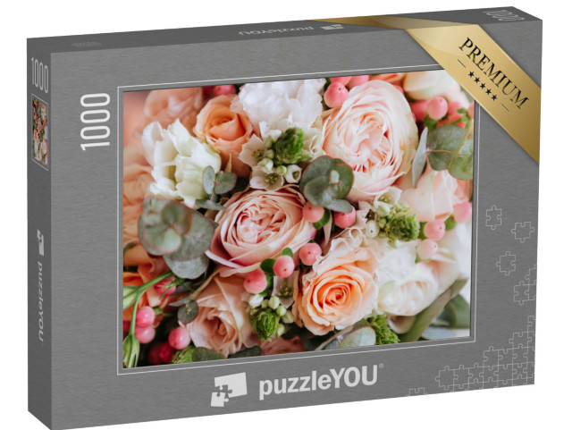 Puzzle 1000 Teile „Hochzeitsblumen, Brautstrauß in Großaufnahme“
