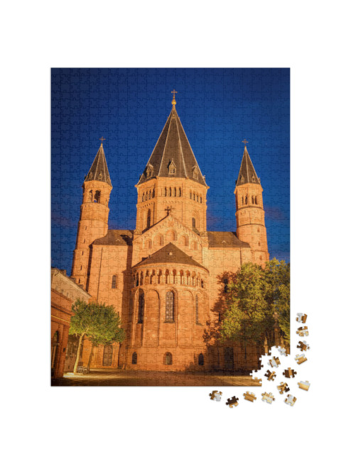 Puzzle 1000 Teile „Mainzer Dom am Abend, Mainz, Rheinland-Pfalz“