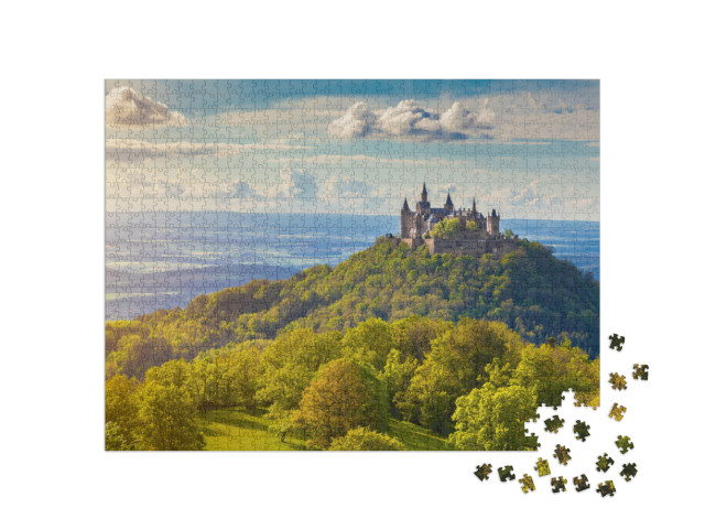 Puzzle 1000 Teile „Luftaufnahme der berühmten Burg Hohenzollern, Baden-Württemberg, Deutschland“