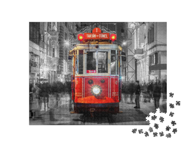 Puzzle 1000 Teile „Belebte Taksim-Straße mit Straßenbahn in Instanbul“