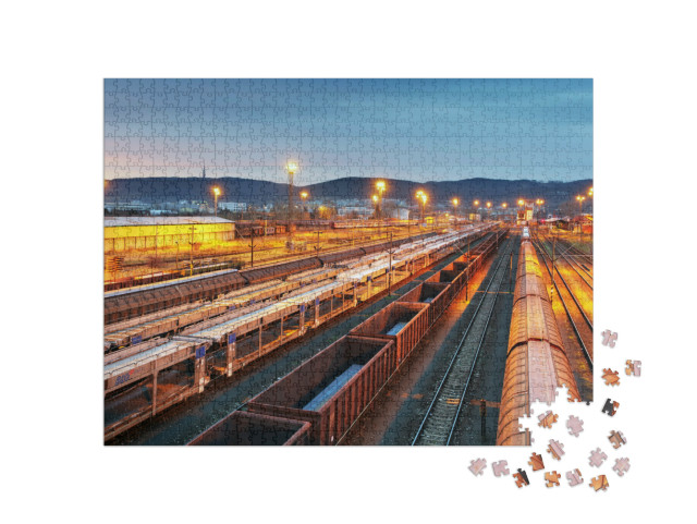 Puzzle 1000 Teile „Schienengüterverkehr, Güterzug“