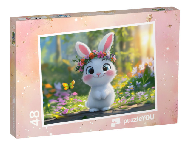 Puzzle 48 Teile „Hoppelhase sucht sein Nest“