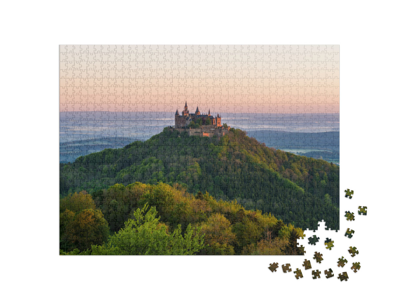 Puzzle 1000 Teile „Goldene Stunde auf der Burg Hohenzollern“