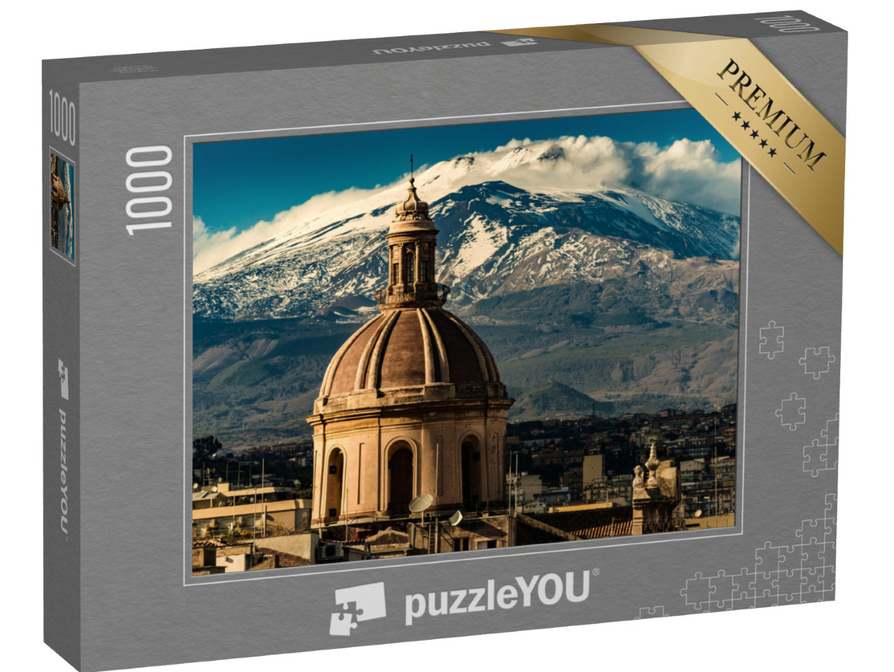 Puzzle 1000 Teile „Kuppel der Kathedrale von Catania vor dem Ätna, Sizilien, Italien“