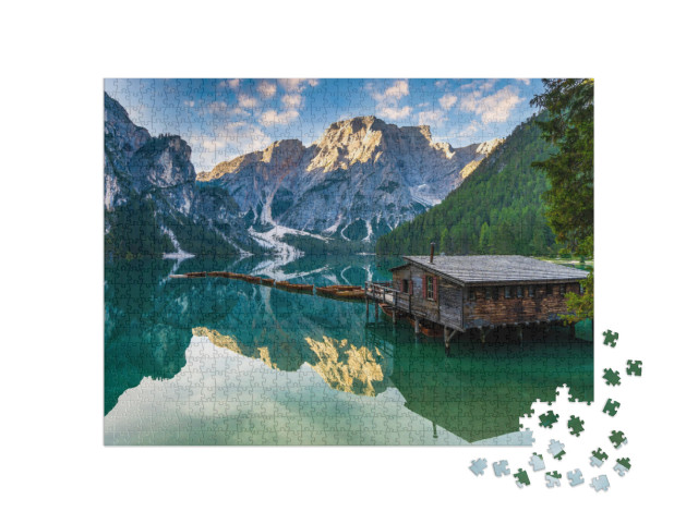 Puzzle 1000 Teile „Pragser Wildsee in den Dolomiten, Naturpark Fanes-Sennes-Prags, Dolomiten“