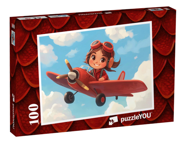 Puzzle 100 Teile „Pilotin Lisa auf Entdeckungsflug“