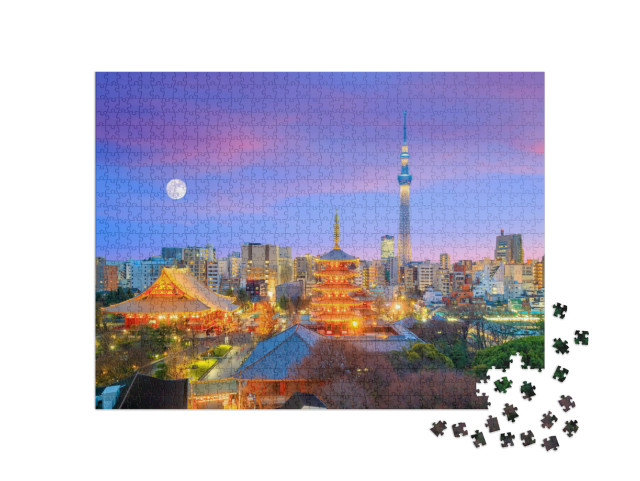 Puzzle 1000 Teile „Skyline von Tokio in der Dämmerung, Japan“