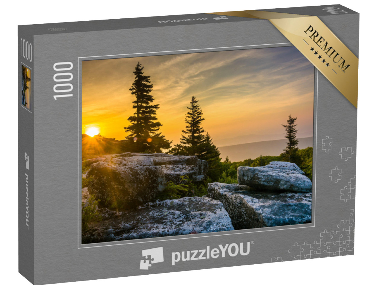 Puzzle 1000 Teile „Sonnenaufgang im Bear Rocks Preserve, in der Dolly Sods Wilderness, West Virginia“