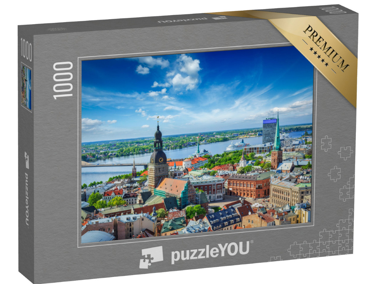 Puzzle 1000 Teile „Luftaufnahme des Zentrums von Riga von der Peterskirche aus, Riga, Lettland“