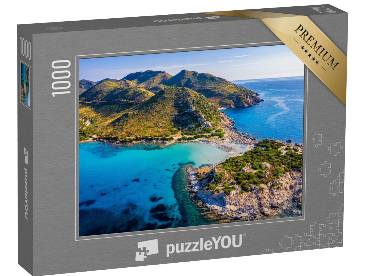 Puzzle 1000 Teile „Halbinsel von Punta Molentis mit Strand, Sardinien, Italien“