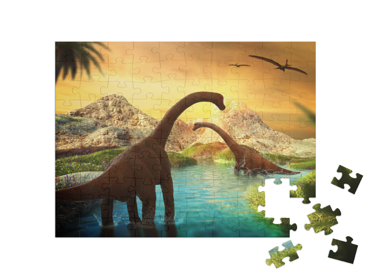 Puzzle 100 Teile „Die Welt der Dinosaurier“