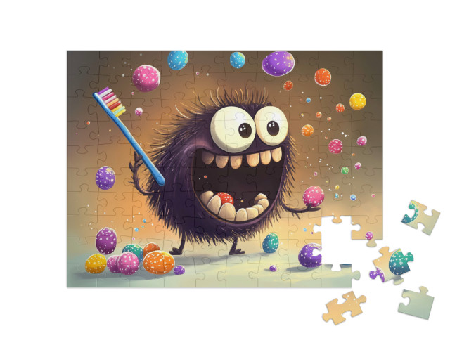 Puzzle 100 Teile „Das freche Monster Wackelzahn“