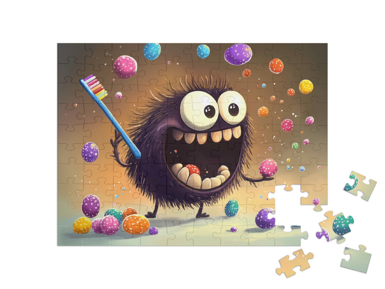 Puzzle 100 Teile „Das freche Monster Wackelzahn“