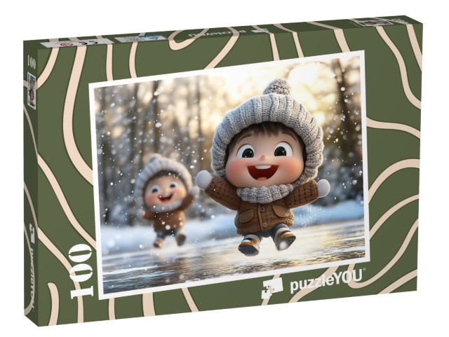 Puzzle 100 Teile „Lukas und Leo auf dem Eis“