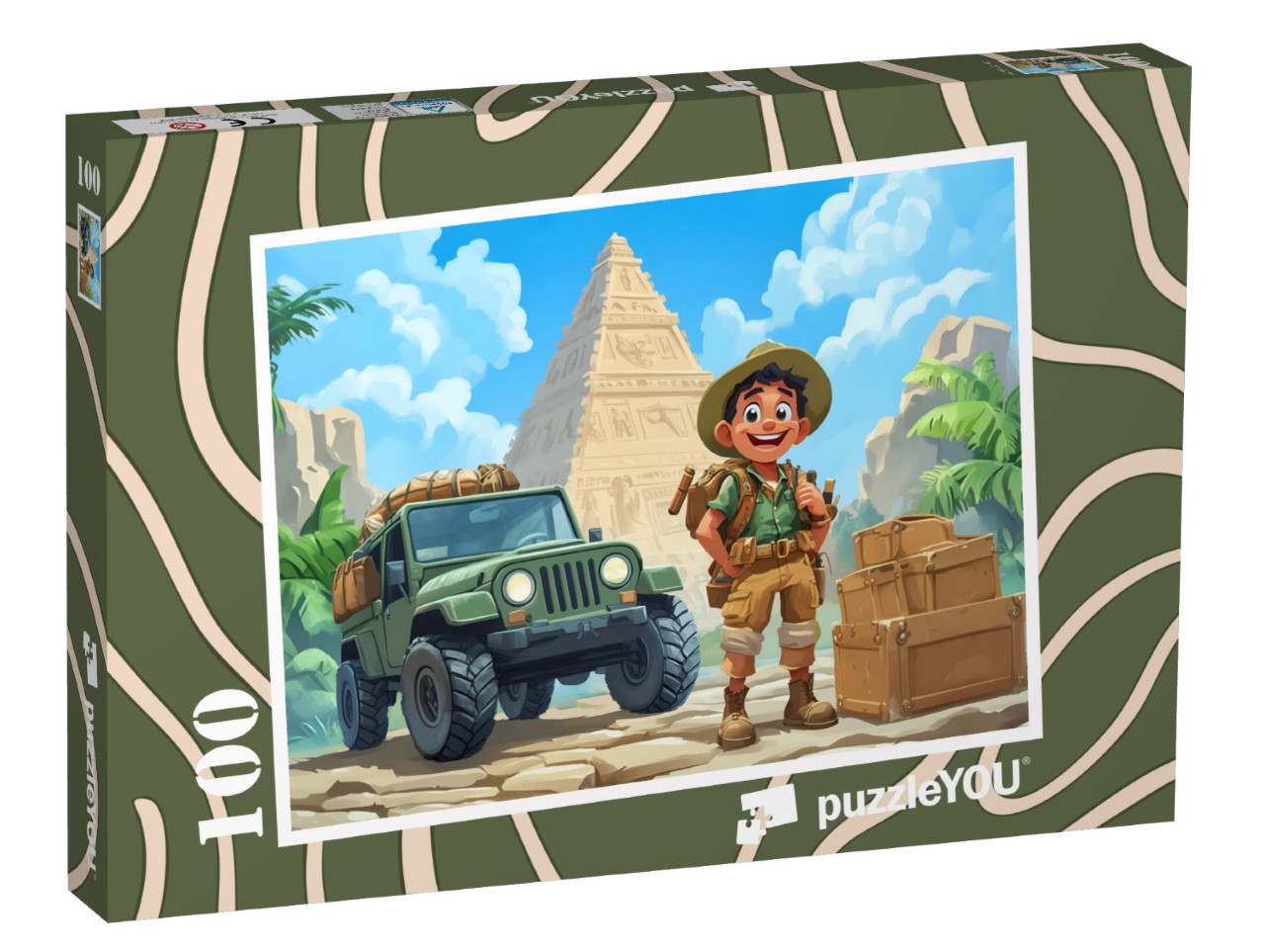 Puzzle 100 Teile „Abenteuerschatzsuche bei den Pyramiden“