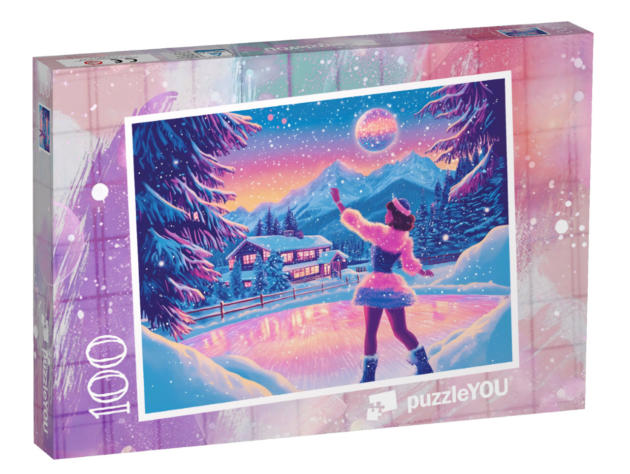 Puzzle 100 Teile „Wintertraum mit Sternenstaub“