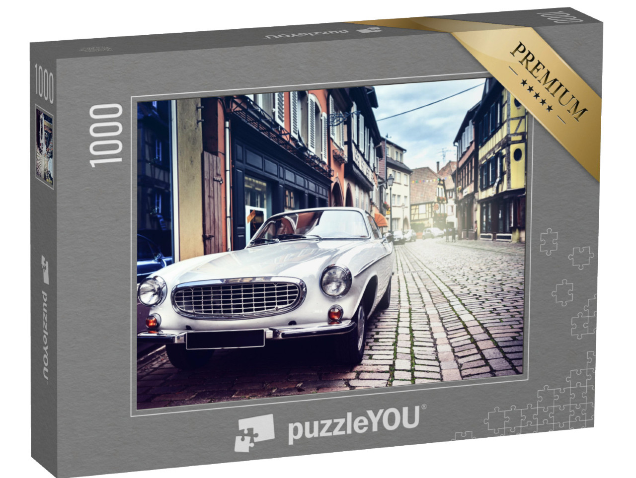 Puzzle 1000 Teile „Retro-Auto in der Altstadt“