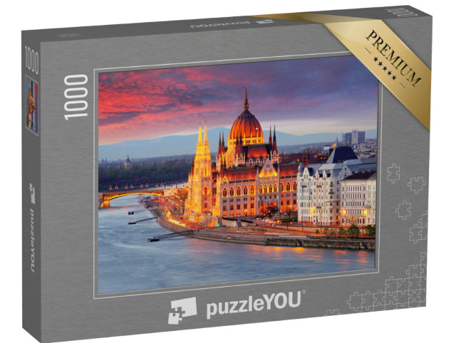 Puzzle 1000 Teile „Ungarisches Parlament, Budapest bei Sonnenuntergang“