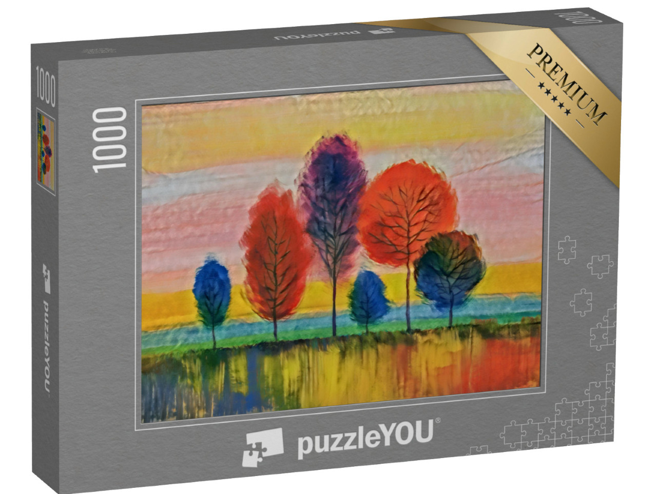 Puzzle 1000 Teile „im Kunst-Stil von Franz Marc - Ölgemälde Landschaft mit bunten Bäumen - Puzzle-Kollektion Künstler & Gemälde“