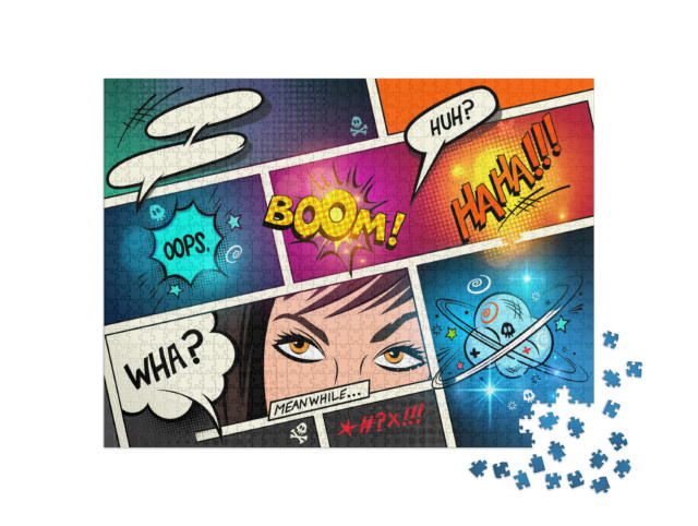 Puzzle 1000 Teile „Sprechblasen vor einem Comic-Hintergrund“