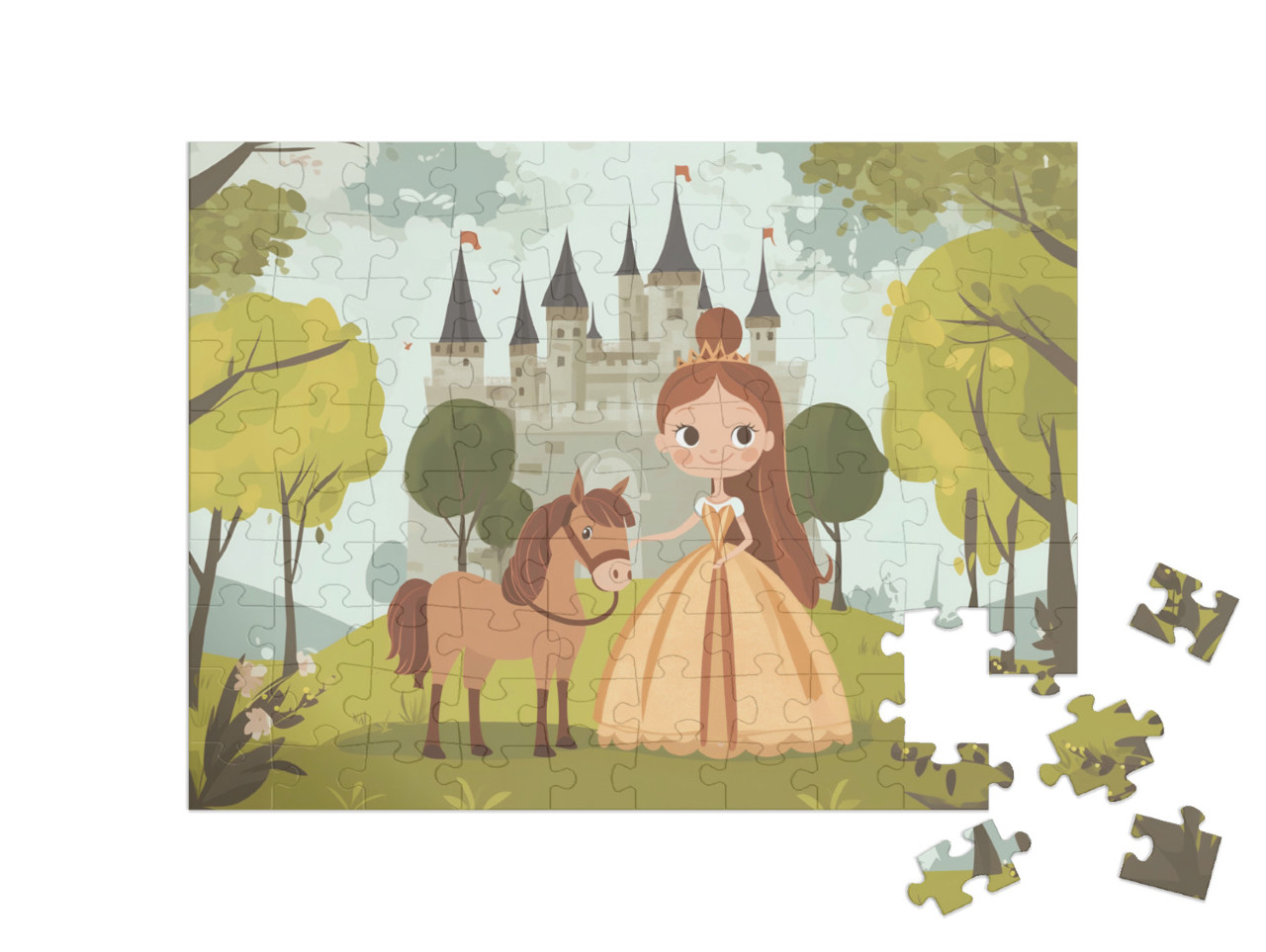 Puzzle 100 Teile „Prinzessin und ihr Traumpferd“