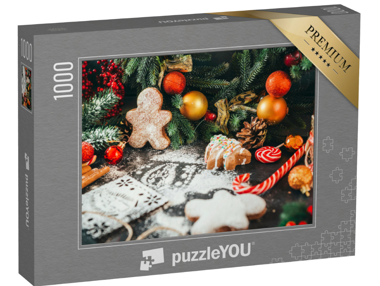 Puzzle 1000 Teile „Kekse, Tannenzweig, Weihnachtsbaum“