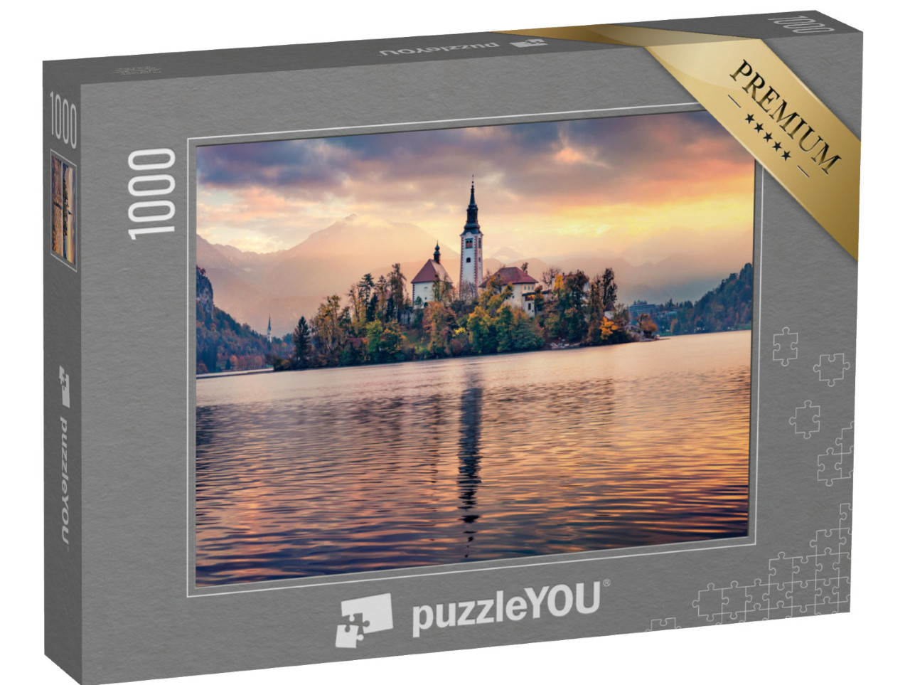 Puzzle 1000 Teile „Wallfahrtskirche am Bleder See, Slowenien, Europa“