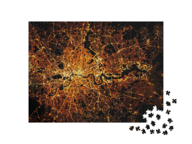 Puzzle 1000 Teile „London: Stadtplan mit Lichtern bei Nacht“