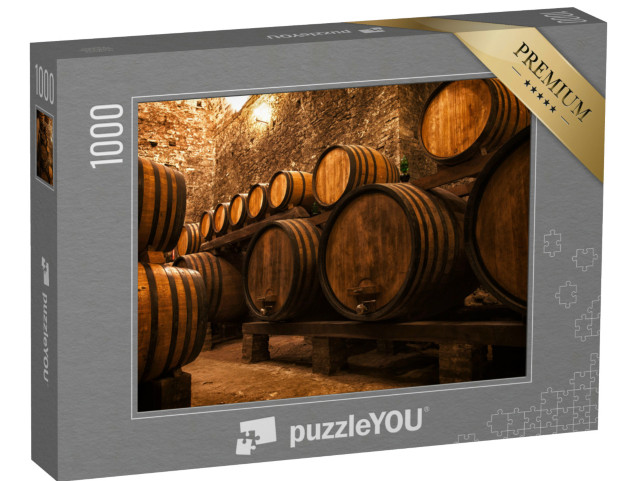 Puzzle 1000 Teile „Weinkeller mit Fässern für die Lagerung von Wein, Italien“