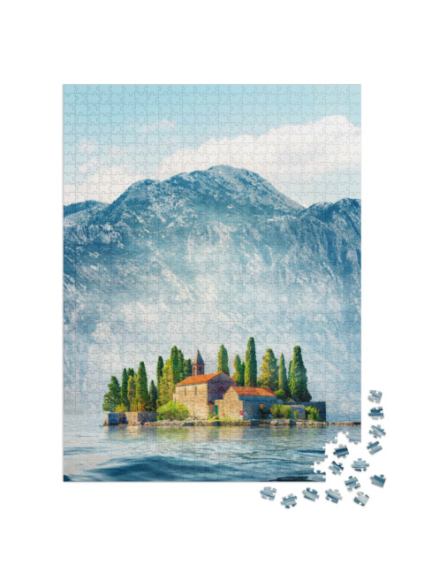 Puzzle 1000 Teile „Landschaft der St. George Insel, Bucht von Kotor, Montenegro“